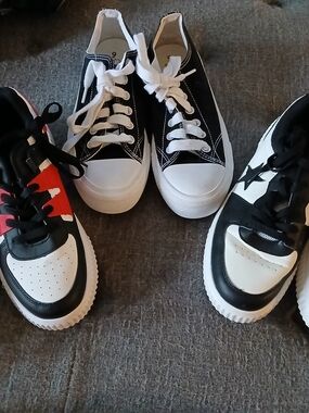 [3] Pairs NWOT No Boundaries & SHEIN Red, Black, & White Low-Top Sneakers SIZE 9
